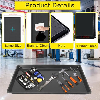 6 Pcs Extra Large Oil Drip Pan, 35.4×24×1.6Inches Oil Drain Pan for Under Car,Plastic Oil Drip Tray for Garage, Fridges, Washing Machines, Cat Litter Box,Keeps Floors Safe & Clean - size: 6 Pack
