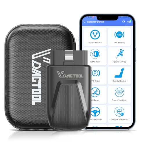 VDIAGTOOL OBD2 Scanner Bluetooth, D100 Bidirectional Scan Tool, No Subscrption Fees, Wireless Code Reader for iOS & Android, Full System Diagnostic Tool with 17 Resets, Live Data, CAN FD, Storage Bag