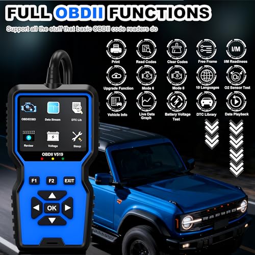 OBD2 Scanner Tool, Upgraded V519 Vehicle Code Reader for Check Engine Light Clear Fault Codes, Live Data Professional OBDII Scan Tool for 1996 OBD2 Protocol Vehicle, Blue