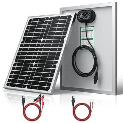 SUNER POWER 12V 20W Solar Panel, Built-in UltraSmart MPPT Charge Controller, Waterproof 20 Watt Solar Battery Maintainer for 12Volt AGM, Deep Cycle, Lead-Acid, Lifepo4 Battery - size: BC-20W-Ultra