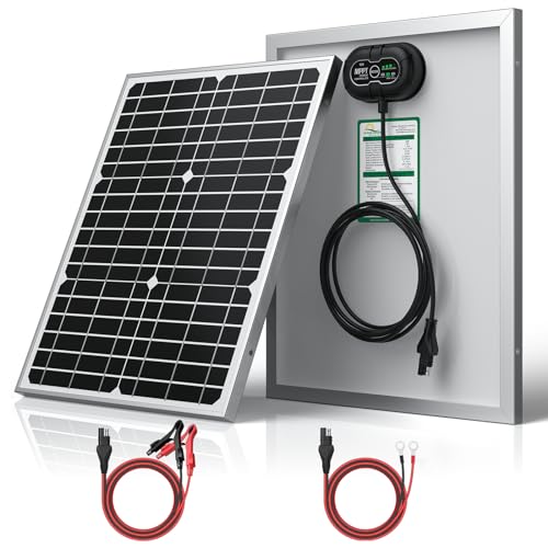 SUNER POWER 12V 20W Solar Panel, Built-in UltraSmart MPPT Charge Controller, Waterproof 20 Watt Solar Battery Maintainer for 12Volt AGM, Deep Cycle, Lead-Acid, Lifepo4 Battery - size: BC-20W-Ultra