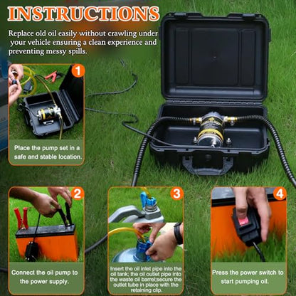 12V 100W Oil Transfer Pump Set, Fast 1-4L/min Flow for Gear, Transmission, Lubricating Oil Changes, Mess-Free Fluid Transfer Pump, Electric Transfer Pump for Cars, Trucks, Boats, Lawnmowers - color: SET 02