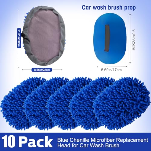 Layhit 10 Pcs Car Wash Mitt Set, Brush Not Included, Microfiber Mitt Cleaning Car Truck Washing Tools Kit RV Pickup Chenille Scratch Replacement (Royal Blue) - color: Royal Blue