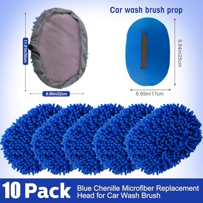 Layhit 10 Pcs Car Wash Mitt Set, Brush Not Included, Microfiber Mitt Cleaning Car Truck Washing Tools Kit RV Pickup Chenille Scratch Replacement (Royal Blue) - color: Royal Blue