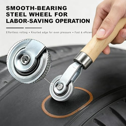Tire Patch Roller, Tire Repair Tools, Car Wheel Wood Handle Tire Patch Repair Stitcher, Universal Car Accessories Wheel Wood Handle Tire Patch Repair Stitcher for Vehicle Motorcycle Bike