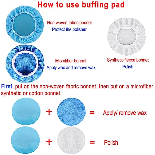 SIQUK 23 Pieces 5 Inch Buffing Pads Car Polisher Bonnets Foam Polishing Pad Kit Wax Buffer Polish Pads Car Buffer Attachment for Drill - size: 5 Inch
