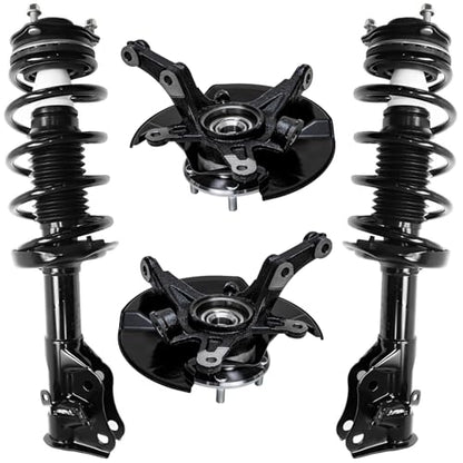 Detroit Axle - Front Steering Knuckles w/Hubs + Quick Struts w/Coil Spring Assembly Replacement for 2006-2011 Honda Civic 1.8L Coupe - size: 4QU47721/ Big strut kit