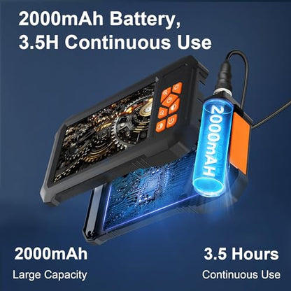 49.2 Feet Inspection Endoscope Camera with Light, 1080P HD Borescope Camera with Light, 4.3" IPS Screen, IP67 Waterproof Sewer Borescope, 49.2Ft Semi-Rigid Cord Drain Pipe Endoscope Cool Gadgets Tool - size: 49FT