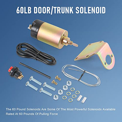JDMSPEED 60 Pound Shaved Door Handle Trunk Solenoid Popper Kit Street Rod Design to Pop Open The Toughest Doors, Hoods and Trunks 60lb - size: 60lb