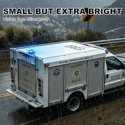 Magnetic Wireless Beacon Light, USB-C Rechargeable LED Strobe Lights for Truck, Mini Portable Flashing Emergency Safety Warning Light for Volunteer Firefighter POV Highway Hero IP67 Waterproof, Blue - color: Blue