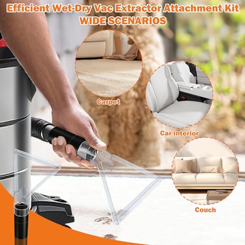 Universal Shop Vac Extractor Attachment Kit – Fits All Shop Vacs Includes 2-1/2" 1-7/8"and 1-1/4" Adapters for Carpet Cleaning Auto Detailing Wet-dry Vacuum Accessory (Large) - size: Large