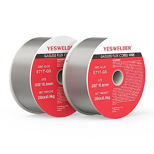 YESWELDER Flux Core Gasless Mig Wire, Mild Steel E71TGS .030+.035-Diameter, 2-Pound Spool, 2-Packs Dual Specification Welding Wire - size: .030''+.035''