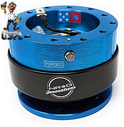 NRG (SRK-200) Neo Blue Aluminum GEN 2.0 Racing Performance Steering Wheel Quick Release Adapter Fit 2-Way 6-Hole Pattern Design - color: Neo Blue