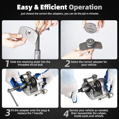 8MILELAKE 24pcs Disc Brake Caliper Compression Wind Back Tool Kit, Heavy Duty Brake Piston Caliper Compression Tool Set for Brake Pad Replacement