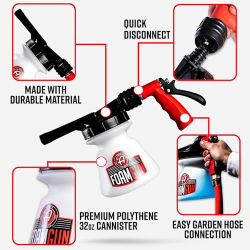 Adam's Foam Gun Car Wash Foam Sprayer - Connects to Garden Hose for Car Washing, No Pressure Washer Required, Use Snow Foam Blaster with Car Soap, Shampoo or Detergent - style: Standard Foam Gun