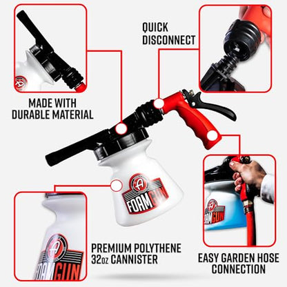 Adam's Foam Gun Car Wash Foam Sprayer - Connects to Garden Hose for Car Washing, No Pressure Washer Required, Use Snow Foam Blaster with Car Soap, Shampoo or Detergent - style: Standard Foam Gun