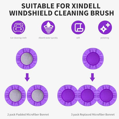 XINDELL 5 Pack Windshield Cleaner Microfiber Pads – Replacement Heads Cover for Xindell Tools Washable & Reusable Triangle Pads (Violet). Fits Window Reach Tool - Handle Not Included - color: Violet
