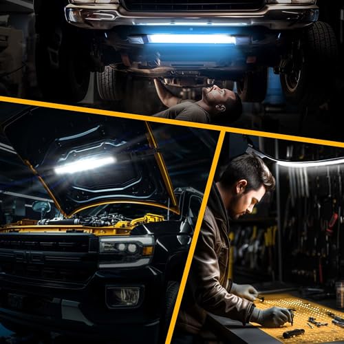 CLAKAP Flexible Magnetic Underhood Work Light, Auto Repair, Compact Storage | 2600LM COB, 5000mAh Type-C, expandable Velcro strap 31.5-110.2 in, 360 beam, 2 modes, magnetic 2-in-1