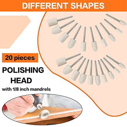 134PCS Buffing Wheels Polishing Kit for Dremel, Polishing Wheel Polishing Bits for Rotary Tool Accessories with 1/8" Shank, Abrasive Wheel Buffing Wool Felt Sanding Kit for Jewelry Wood Metal Watch - style: 134PCS Buffing Wheels