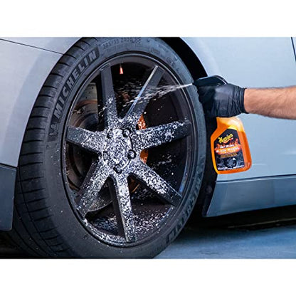 Meguiar's Hot Rims Black Wheel Cleaner, Deep Foaming Gel Specially Formulated to Effectively Clean Matte, Gloss, Satin, and Chrome Black Wheels, 24 Oz Spray Bottle - size: 24 Ounce (Pack of 1), style: Hot Rims Black Wheel Cleaner