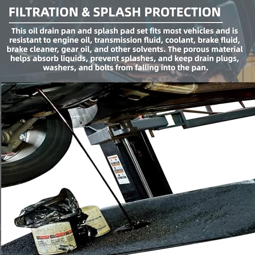 Transmission Drain Pan Kit – Compatible with Lisle 17892 – Includes Oil Change Pan & 4 Pcs 22" No-Spill Splash Pads – Heavy-Duty No-Spill Plastic Oil Change Tray for Car, Truck, Garage Use - color: 1 Pcs Pan + 4 Pcs Pads