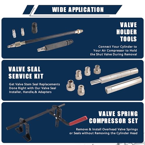 Valve Spring Compressor Tool Cylinder Head Service Set Universal Overhead Engine Valve Spring Removal and Installer Kit for 8 16 24 Valve OHV OHC DOHC Engines Automotive Repair