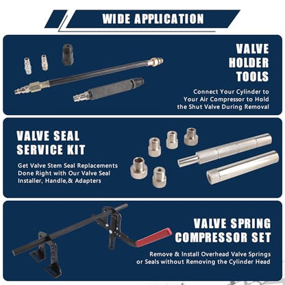Valve Spring Compressor Tool Cylinder Head Service Set Universal Overhead Engine Valve Spring Removal and Installer Kit for 8 16 24 Valve OHV OHC DOHC Engines Automotive Repair