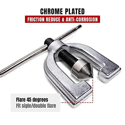 Thorstone Double & Single Flaring Tool Kit for Brake Line and Brass Tubing Tool with Extra Adapters, 45 Degrees, Red - size: Double & Single Flaring