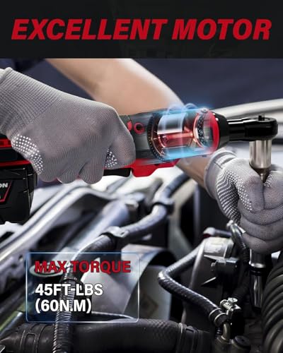 3/8" Cordless Ratchet Wrench for Milwaukee 18V Battery, 45 Ft-lbs(60 N.m) Power Electric Ratchet Tool Kit, Variable Speed Control, 7 Sockets, 1/4"Adapter & 3" Extension Bar (Tool Only)
