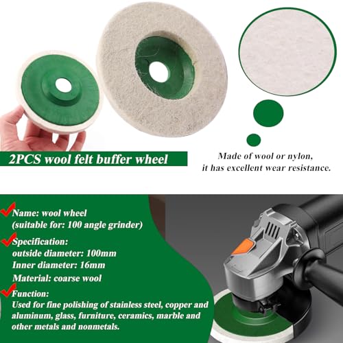 17PCS 4 Inch Buffering Wheels Polishing Kit with Compound for Angle Grinder,Includes 14Pcs Nylon Fiber Flap Disc & Wool Felt Polishing Wheel,3Pcs Buffing Compounds and Sanding Sponge - style: 4 Inch - 18pcs