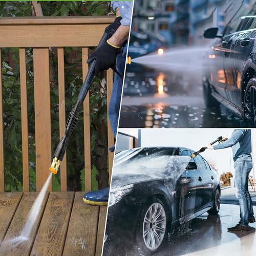 FIXFANS Pressure Washer Gun Adapter, Compatible with Ryobi, Portland, Husky | 1/4” Quick Connector, 6 Inch Power Washer Wand Replacement Kit 5 Spray Nozzles and 1 Tips Holder - size: 6 Inch