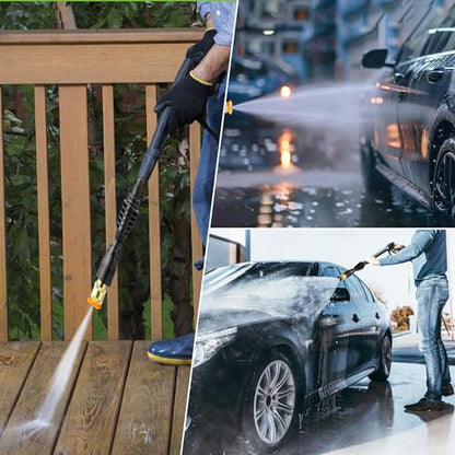 FIXFANS Pressure Washer Gun Adapter, Compatible with Ryobi, Portland, Husky | 1/4” Quick Connector, 6 Inch Power Washer Wand Replacement Kit 5 Spray Nozzles and 1 Tips Holder - size: 6 Inch
