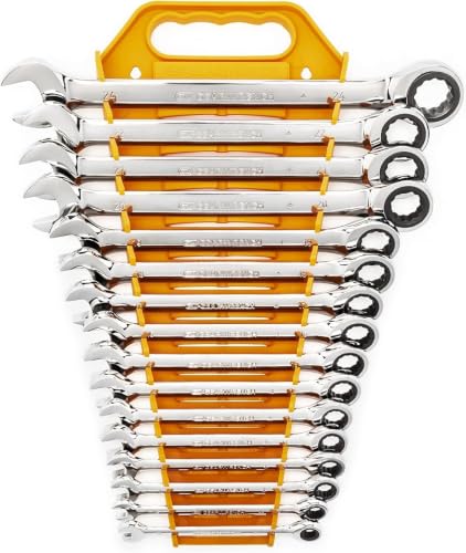GEARWRENCH 16 Piece Ratcheting Combination Wrench Set with Tray | Metric | 9416 (Pack of 5) - size: Medium (Pack of 5), style: 16 Piece Metric