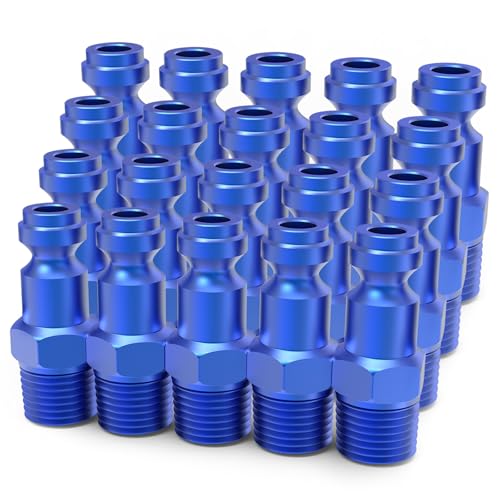 ChillWaves Aluminum Automotive T-Style Air Plug, 1/4" NPT Male Pneumatic Plugs, Air Compressor Accessories Fittings(20-PACK) - size: 1/4" MNPT, style: PACK OF 20