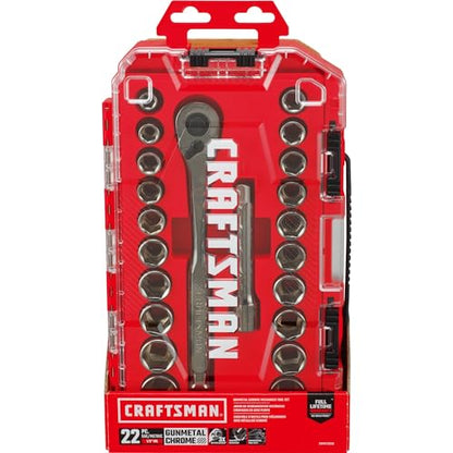 CRAFTSMAN Mechanics Tool Set, 1/2" Drive, SAE/Metric, 22 Piece (CMMT12030) - style: 1/2 Inch Set, 22 Piece
