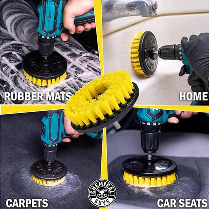 Chemical Guys, Citrus Foaming Fabric & Carpet Cleaner Drill Brush, 16 oz | Lifts coffee, food and pet stains and odors from carpet, mats and upholstery, drill brush agitates, citrus scent - size: 16 Fl Oz Drill Brush Kit