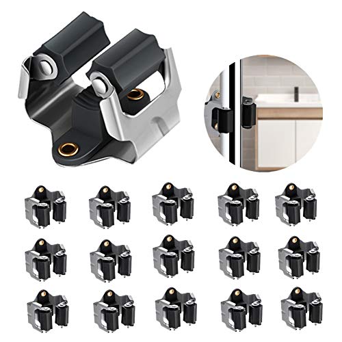 3-H 15 Pack Mop and Broom Holder Big Size Hanging 1 KG Extra,Broom Hanger Wall Mount for Hanging and Organizing Shove Rake Yard Tools in Shed Kitchen Laundry Room Bathroom Garden(Black) - color: Matte Black, size: 15