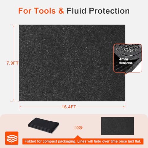 Heavy Duty Garage Floor Mat Under Car 7.9" x16FT Oil Spill Mat for Garage Floor, Extra Thick Absorbent with Anti-Slip Rubber Backing, Reusable Under Car Leak Pad - size: 7.9"x16FT