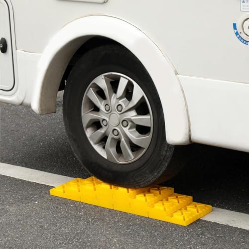 Homeon Wheels 10 Packs Rv/Camper Leveling Blocks, Chocks Anti-Slip Pads Design Include Camper Levelers and Carrying Bag for Camper Travel Trailer - Yellow - color: Yellow