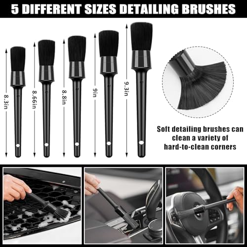 Car Cleaning Kit, Car Vacuum Interior Detailing Cleaner Kit with High Power Handheld Vacuum, Brush Set, Windshield Tool, Duster, Towels, Complete Car Care Tools for Women (Black) - color: Black