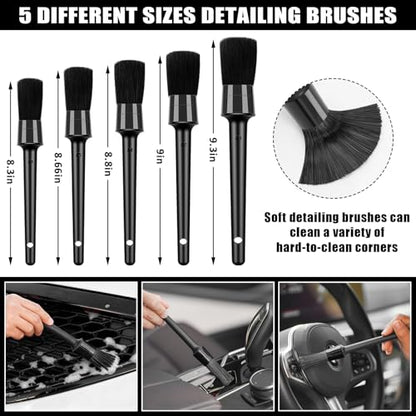 Car Cleaning Kit, Car Vacuum Interior Detailing Cleaner Kit with High Power Handheld Vacuum, Brush Set, Windshield Tool, Duster, Towels, Complete Car Care Tools for Women (Black) - color: Black