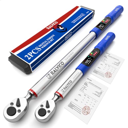 Digital Torque Wrench 3/8 & 1/2 Drive 5.02-99.57 Ft. Lb (6.8-135 N.m) / 12.54-250.7 Ft. Lb (17-340 N.m) ±2% Accuracy Digital Torque Wrench Set with Buzzer and LED Flash for Bike, Moto, Car - size: 5.02-99.57 Ft. Lb /12.54-250.7 Ft. Lb, style: 3/8 1/2-INCH