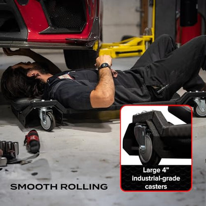 Vyper Lay-Down Automotive Creeper - 46", 400 lb Capacity | Heavy Duty Mechanics Creeper with Puncture Proof Fabric and Adjustable Headrest, Comfortable, Made in USA