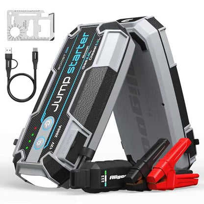 Car Battery Jump Starter 2000A with USB C 100W Fast Charge IP67 Waterproof Battery Jumper Starter Portable for Car Emergency Magnetic Hook Led Lights Outdoor Camping Traveler Boat SUV Truck