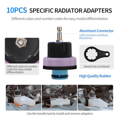 VTG VOGTEN 18PCS Coolant Pressure Tester Kit,Radiator Pump Pressure Tester Kit for Automotive Cooling System Water Tank Leakage Detection - color: Blue