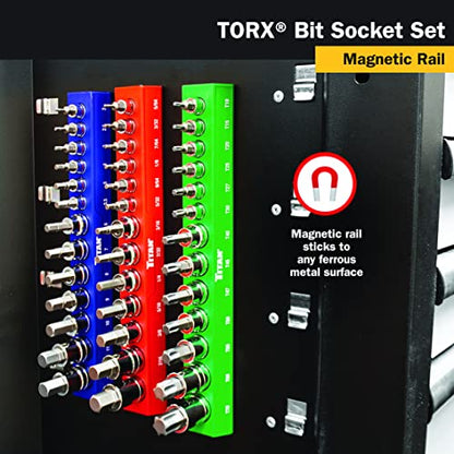 Titan 85532 13-Piece Torx Bit Socket Set, Magnetic Socket Organizer with Laser-Etched Size Markings - style: New Torx