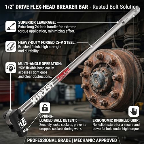 32-Inch 3/4” Drive Breaker Bar, Heavy Duty Extension Breaker Bar, 250° Rotatable Head, Premium Chromium Molybdenum Steel, Mechanical Work, Automobile and Motorcycle Maintenance and Repair - size: 3/4" 32 in