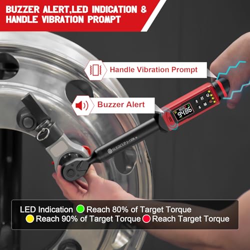 SUERCUP 3/8" Digital Torque Wrench, 1.5-99.6Ft.Lb, for Cars, Moto, Bikes | ±1% Accuracy, 2-135Nm Electronic Torque Wrench, Vibration/Buzzer/LED, 9 Presets & 5 Units, Spark Plugs, Engine & Suspension - size: 3/8" 1.5-99.6Ft.Lb/2-135N.m