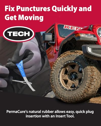 TECH PermaCure Self-Vulcanizing Tire Repair Kit - Includes Reaming Tool, Insert Tool, PermaCure Plugs & Vulcanizing Fluid – Permanent Repair for ATV, Dirt Bikes, Trailers, Lawn Mowers & Tubeless Tires
