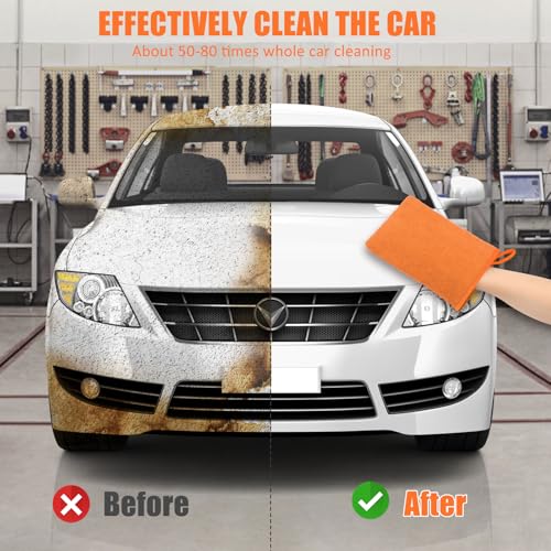 Windspeed 2Pack Clay Mitt, Microfiber Clay Bar Towel for Car Detailing, Medium Grade Bar Glove Auto Detailing (Orange) - color: Orange